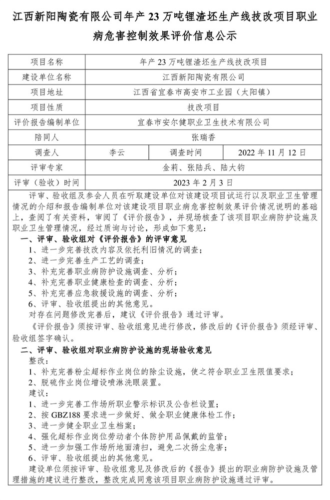 江西新陽陶瓷有限公司年產23萬噸鋰渣坯生產線技改項目 建設項目職業(yè)病危害控制效果評價信息公示-1.jpg